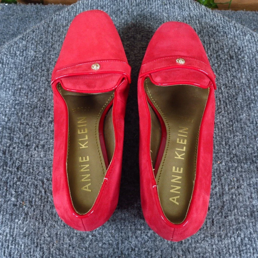 Anne Klein Akidara‎ Women Loafers Size 6M Business Casual Red Suede Patent Trim